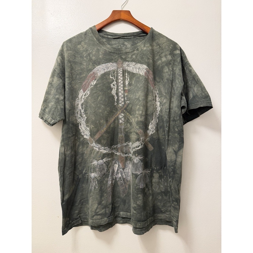 VTG The Mountain Peace Pipe Dream Catcher T Shirt Men's XL Tie Dye Distressed